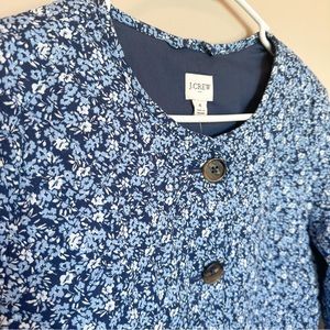 J. Crew factory quilted blue floral jacket
